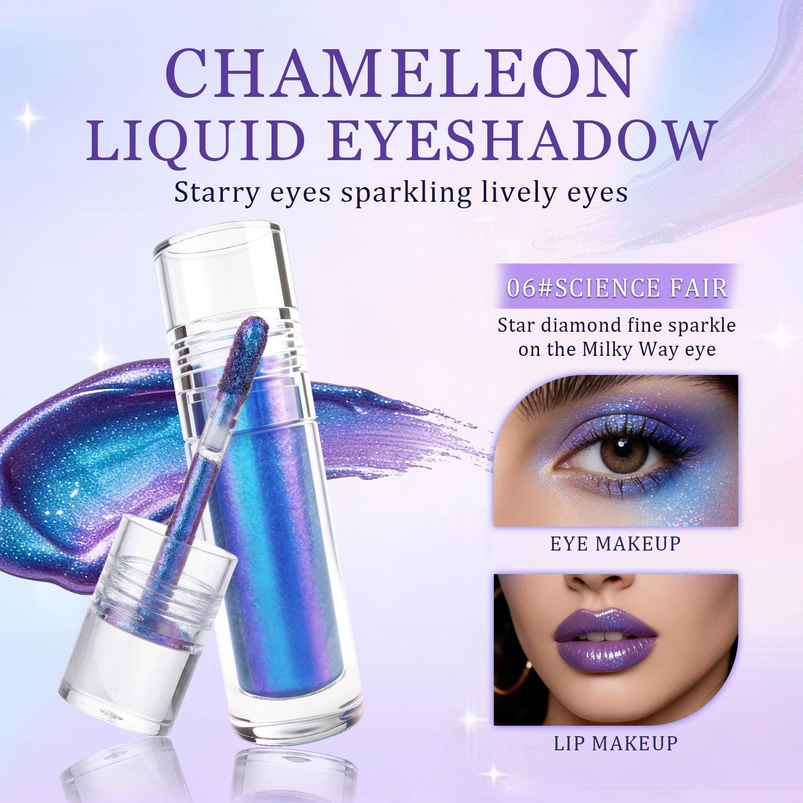 Chameleon Liquid Glitter Eyeshadow, 3 Shades Multichrome Holographic Sparkle for Festival & Party Makeup