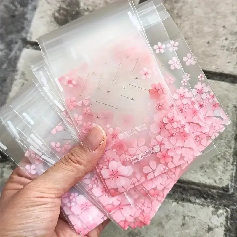 100 Sakura Transparent Matte Opp Bags, Individual Packaging, Individually Wrapped, Resealable Packaging, Self-Seal Reusable Packaging for Weddings Parties Birthdays Tea Parties, 2.76x3.94 Inches