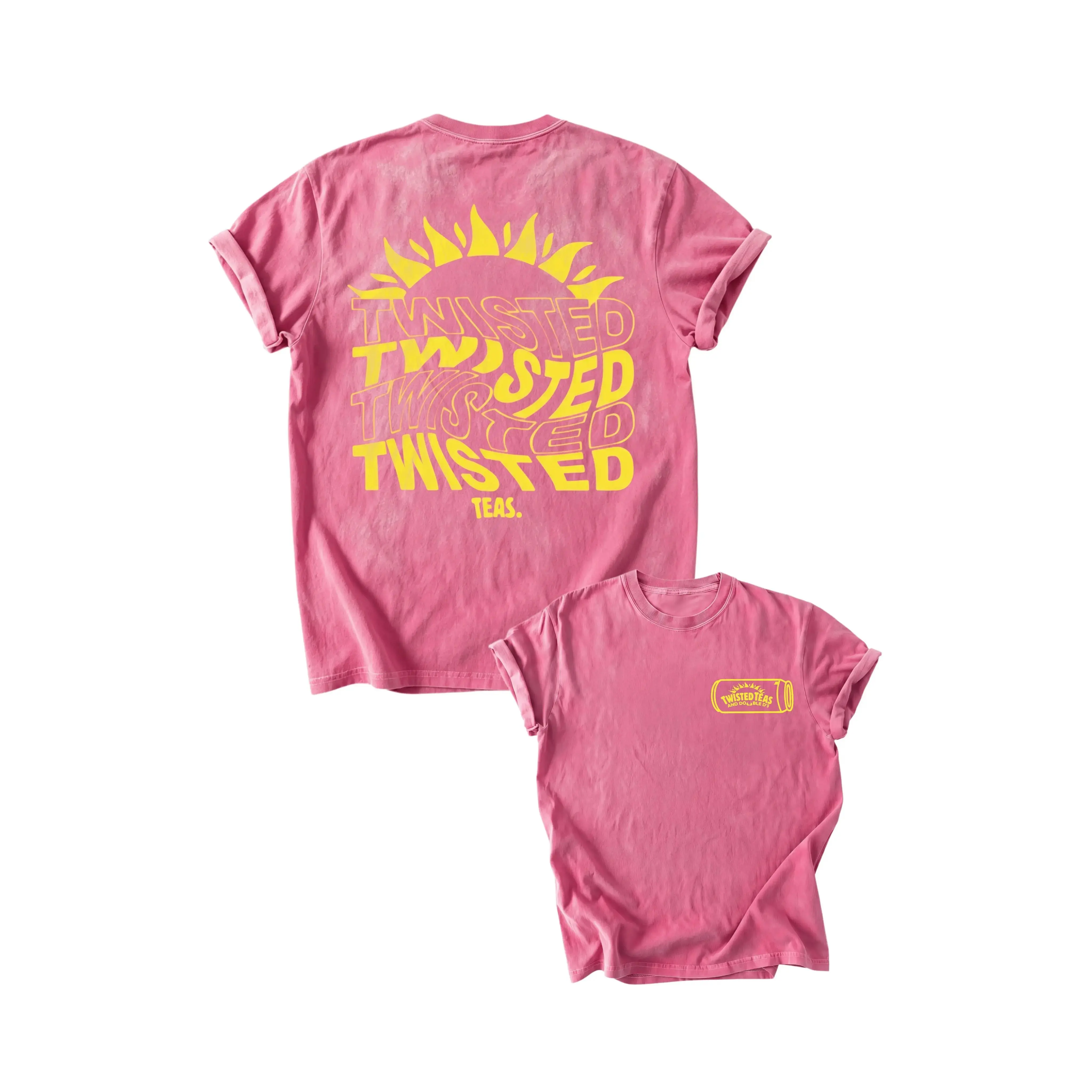 Unisex Vintage-Inspired Classic Twisted Tea Cotton Short-Sleeve T-Shirt - 230g Thick Soft High-Quality Fabric, Double-Sided Print, Drop Shoulder Sleeves, Round Neck, Natural Casual Sports Streetwear Top