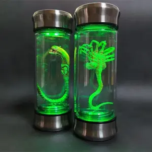 Alien Xenomorph Specimen Facehugger Embryo Glow Jar, 19cm (h) 7cm (d) Stainless Bottle, Movie Prop Replica, Home Decor Desktop Craft Sculpture, Toys & Hobbies Specialty DIY Supply