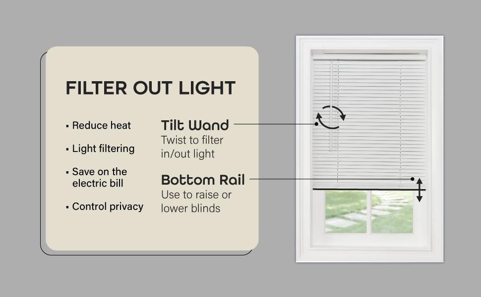Wireless Light Filtering Mini Blinds - 27 inches wide, 64 inches long, 1 inch slat size - Pearl White - Designed wireless horizontal window blinds for interior design Wireless Light Filtering Mini Blinds - 27 inches wide, 64 inches long, 1 inch slat size - Pearl White - Designed wireless horizontal window blinds for interior design