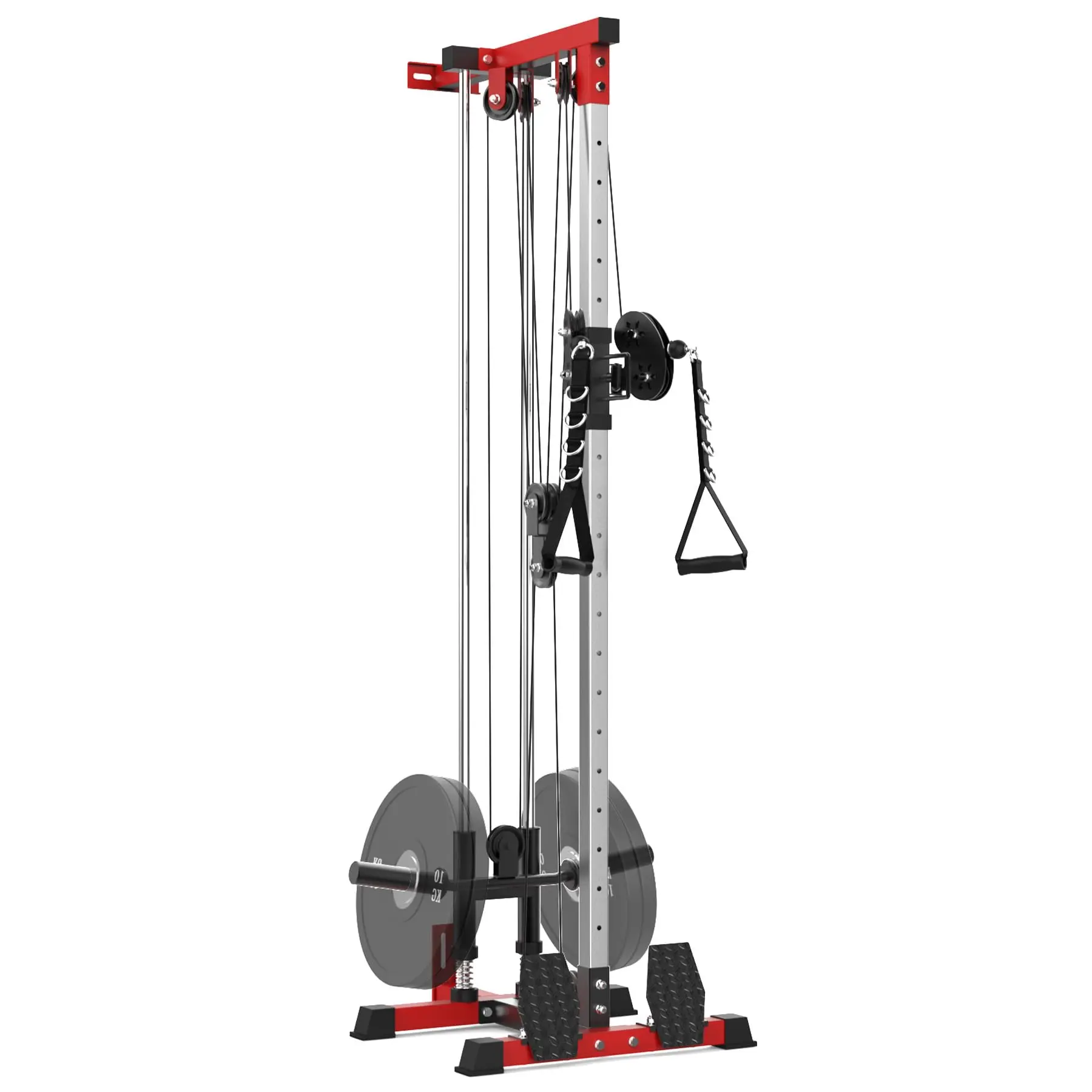 Wall Mounted Dual Pulley Cable Machine Workout Equipment - 20 Adjustable Positions, 400 lbs Cap, Home Workout Gear for Full Body Strength Training, Exercise & Gym Equipment with LAT Pull Down, LAT Row, Cable Crossover Functions