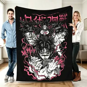 Jujutsu Kaisen Choso Blood Manipulator Anime Custom Print Flannel Throw Blanket, Ultra-Soft Cozy Lightweight Breathable Textile Cover, Decorative Home Accessory for Bedroom Sofa Dorm Room, All Season Ideal Birthday Halloween Christmas Holiday Gift For Tee