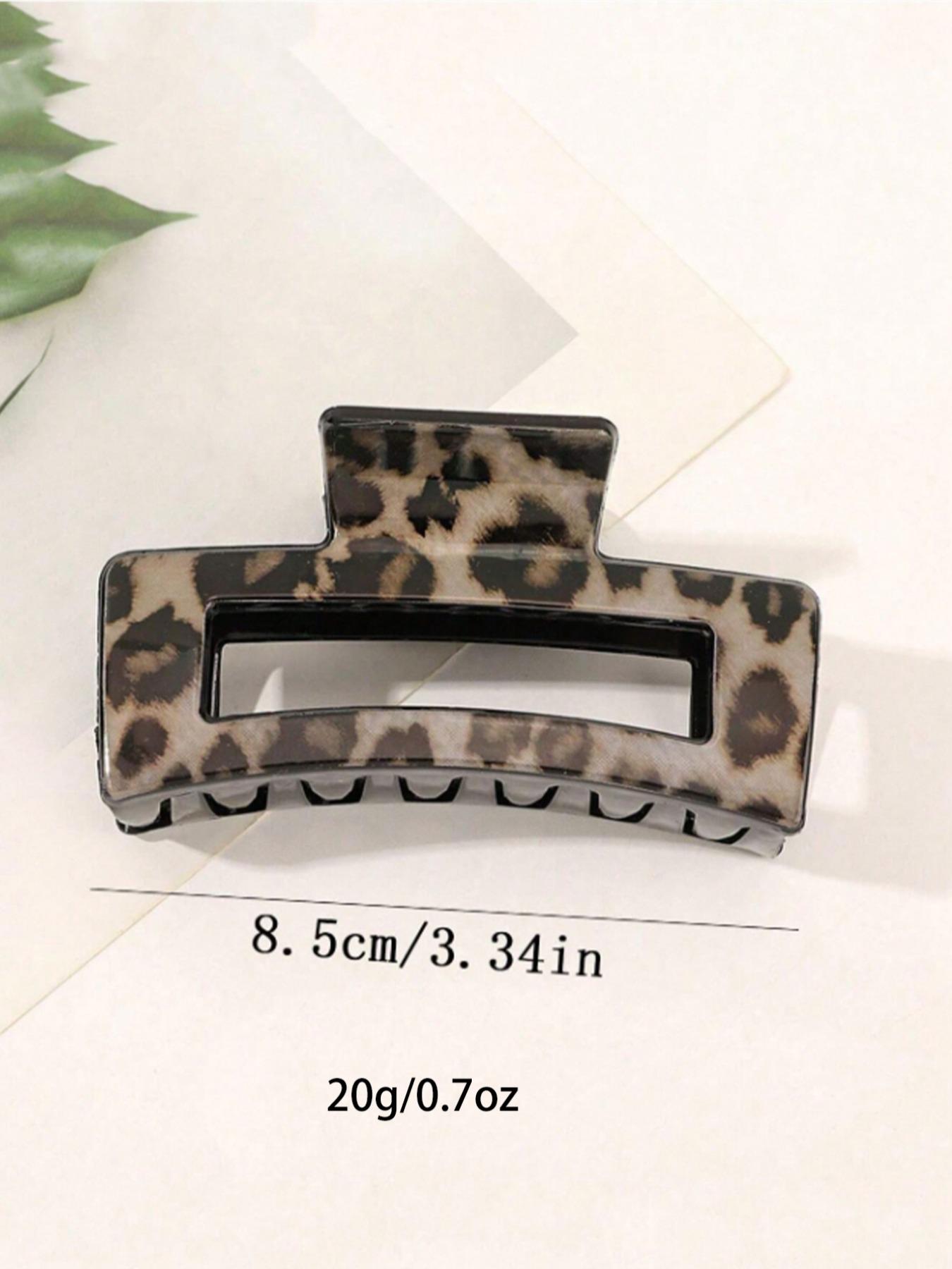 4pcs/Set Medium Leopard Print Square Hair Claws, Plastic Square Hair Clips, Damage-Free Hair Accessory, Suitable For Daily Wear, Parties, Gifts, Flat Claw Clips, Claw Clips, Hair Jaw Clip