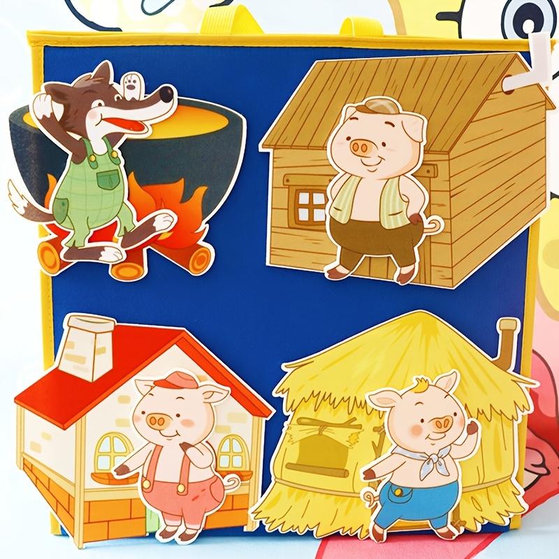 Three Little Pigs Build A House: Story-Themed Felt Teaching Aids, Role-Play Props, Interactive Classroom Supplies for Teachers, Back-to-School Teaching Tools