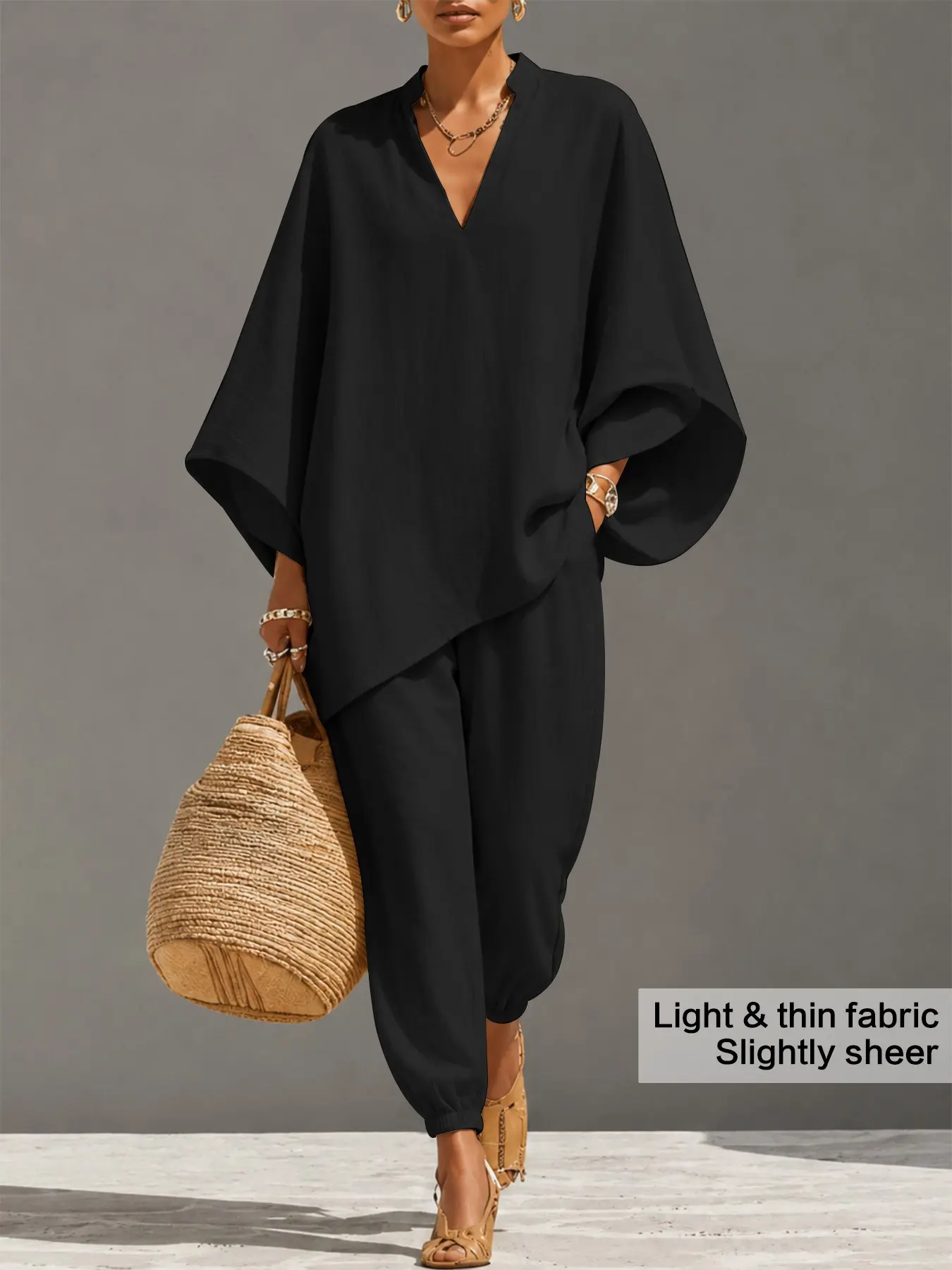 2026 Women 2 Piece Set, Stand Collar Half Zip Tunic Top, Jogger Pants with Side Pockets, Lightweight Breathable Fabric