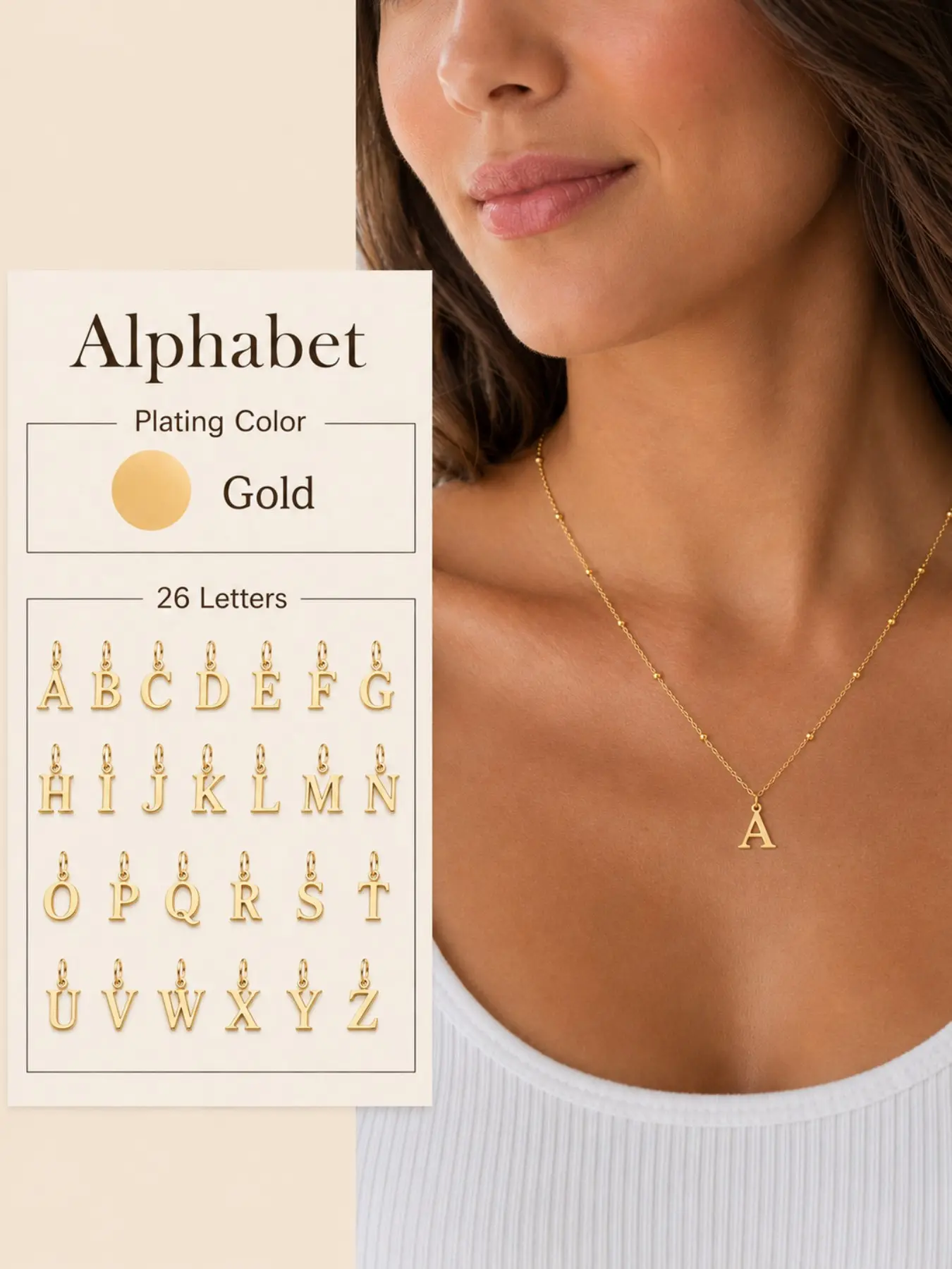 Initial Necklaces for Women - Stainless Steel Letter Necklace Name Personalized Dainty Fashion Chain Non Tarnish Single Cute Pendant Necklace Charm Jewelry Casual Style Necklaces Gift for Women Her