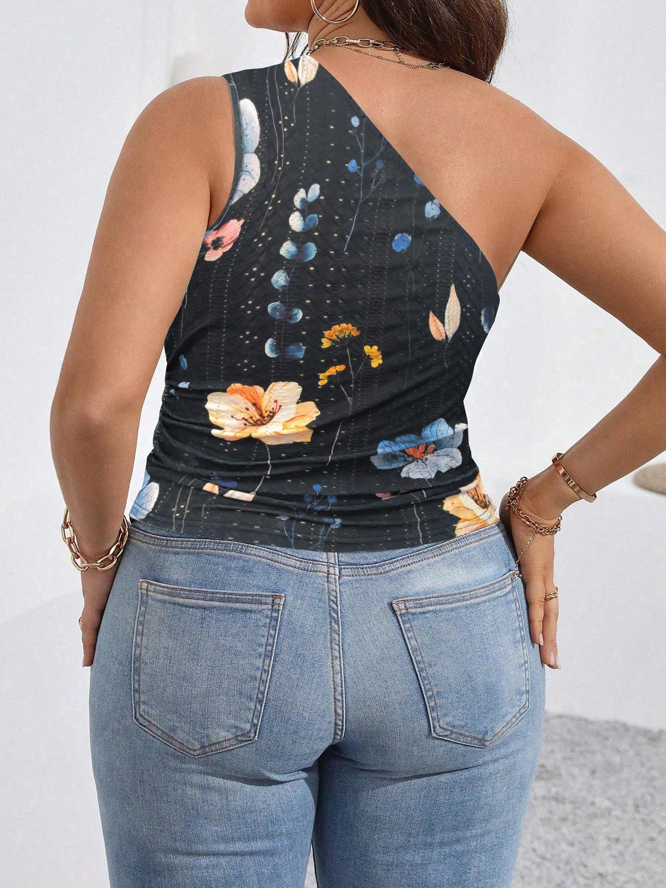 【Plus Size】 Floral Print Boho Bohemian Sleeveless Tank Top Casual for Daily Wear, Women Plus Clothing for All Seasons
