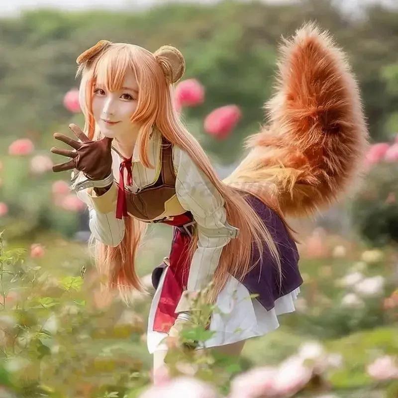 Anime The Rising of the Shield Hero Raphtalia Uniform Cosplay Costume Raphtalia Cosplay Wig Shoes Ear Prop For Women Halloween