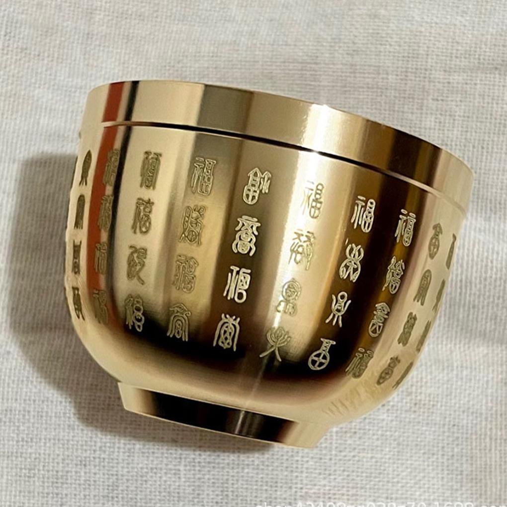 Feng Shui Hundred Blessings Bowl Made Of Solid Copper, Exquisite Mini Craft Ornament For Home And Office Decoration, Symbolizes Good Fortune And Wealth With Fine Handmade Workmanship