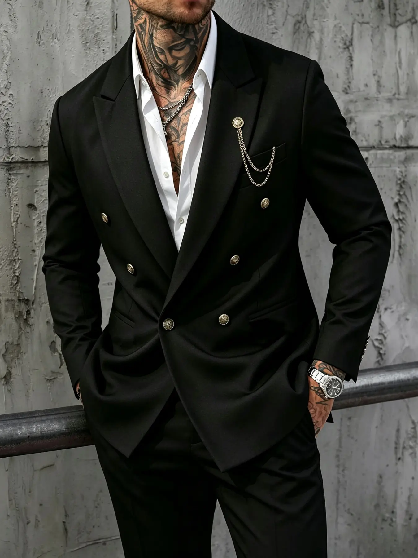 Men's 2-Piece Lightweight Suit Set: Features a British-style double-breasted blazer and matching trousers. Suitable for business commuting, weddings, parties, formal dinners, Valentine's Day gifts, and more.