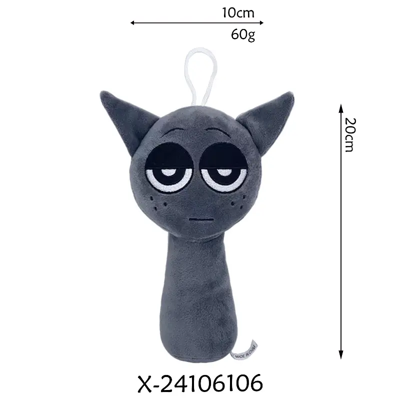 Sprunki Gray Oren Plush Toy Game Character Soft Stuffed Doll With Hanging Loop Cute Lazy Face Cartoon Figure Decor Gift For Kids Birthday Christmas Cross-Border Wholesale