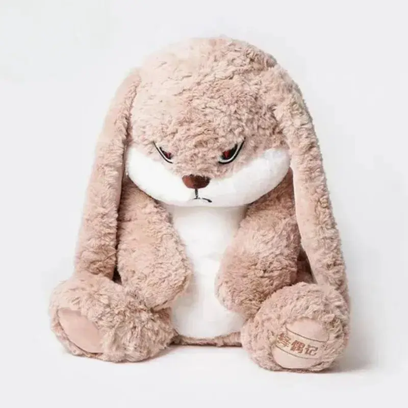 42CM Angry Rabbit Large Size Long Ear Plush Toy Cute Animal Plushie Doll Kawaii Soft Stuffed Model Room Decor Birthday Gifts