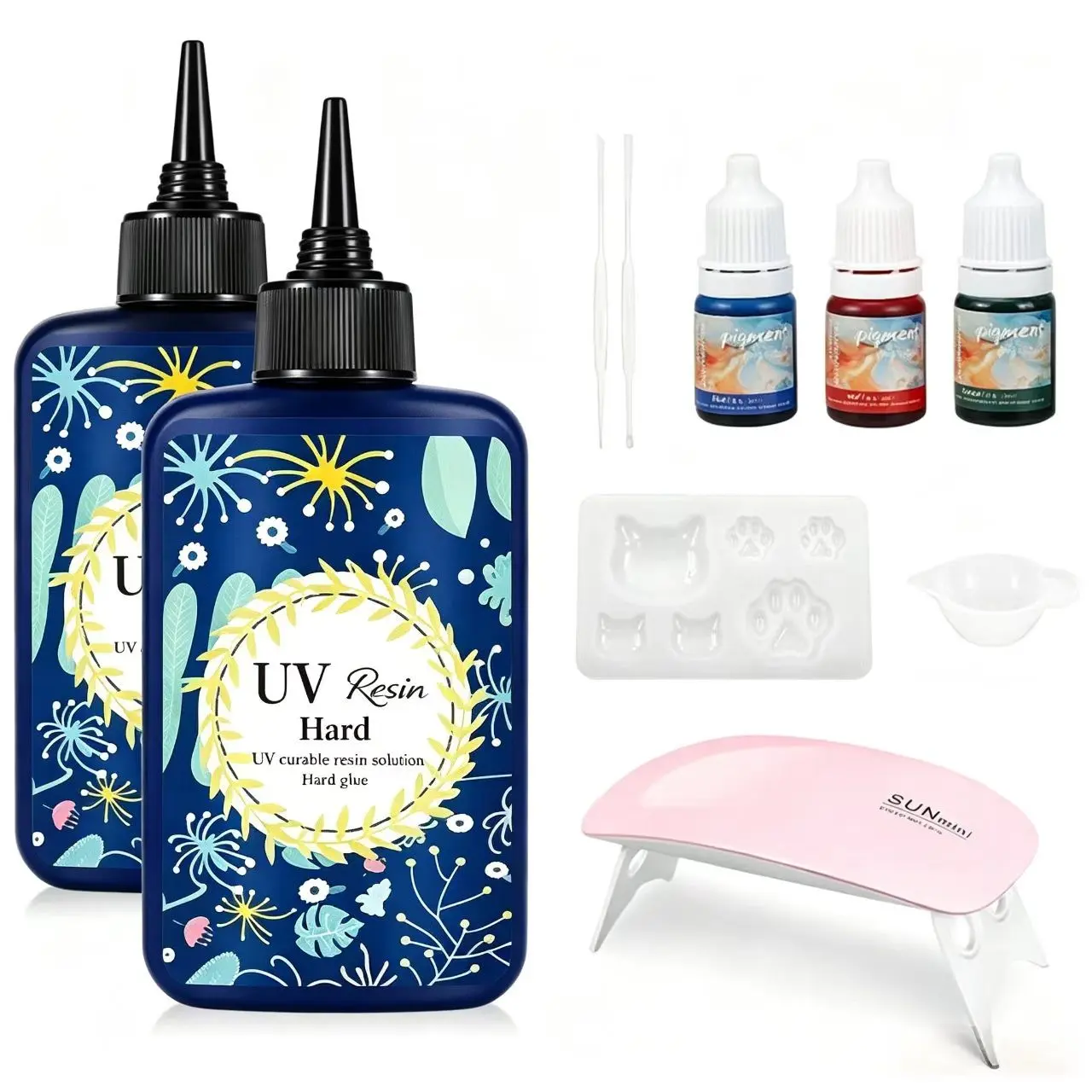 6 LED UV Light Resin Kit, Large Lamp + 200g Hard High-Transparency Crystal Resin, Ideal for Handmade Jewelry Making