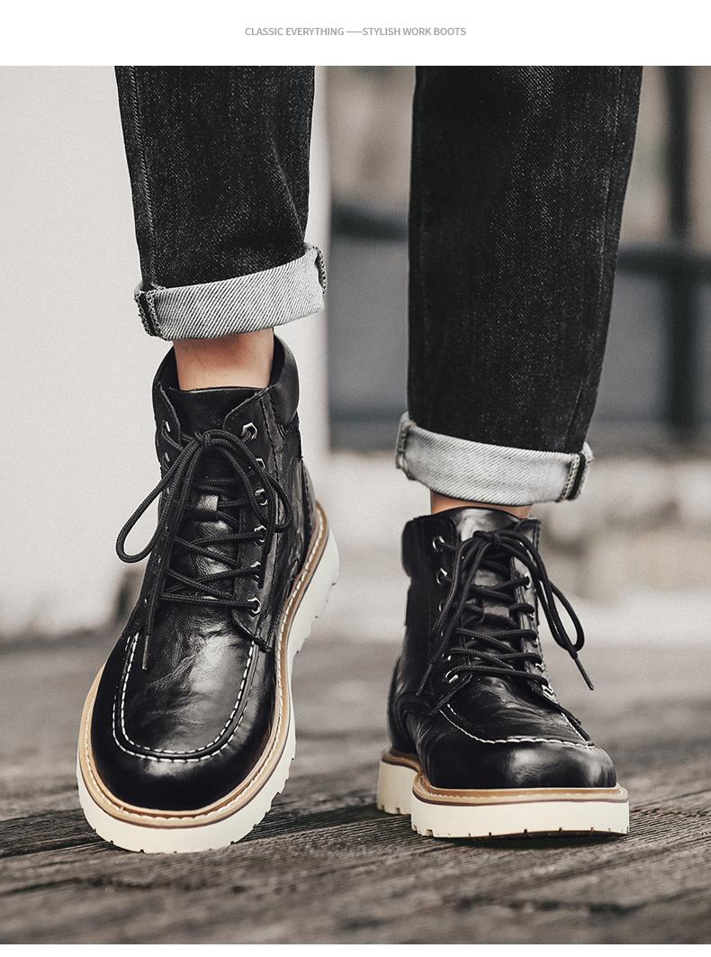 Men's Brown Classic Work Boots - Leather Upper with Belt Buckle Brown Lace-Up Ankle-High Design Non-Slip Rubber Sole for Hiking & Daily Casual Steel Toe Footwear Boy Memory Foam-Like Comfort Cushioning Adjustable Straps for Comfort Fit Durable Waterproof Men's Brown Classic Work Boots - Leather Upper with Belt Buckle Brown Lace-Up Ankle-High Design Non-Slip Rubber Sole for Hiking & Daily Casual Steel Toe Footwear Boy Memory Foam-Like Comfort Cushioning Adjustable Straps for Comfort Fit Durable Waterproof