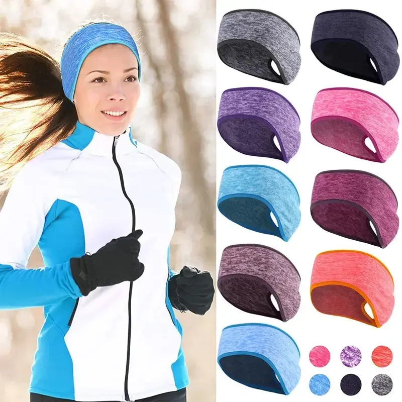 Women's Winter Fleece Sporty Headband - Female 1-Size-Fit-All Ponytail Holder, Full Ear Cover, Outdoor Sports Accessory for Yoga, Running, Sporty Sports Headbands