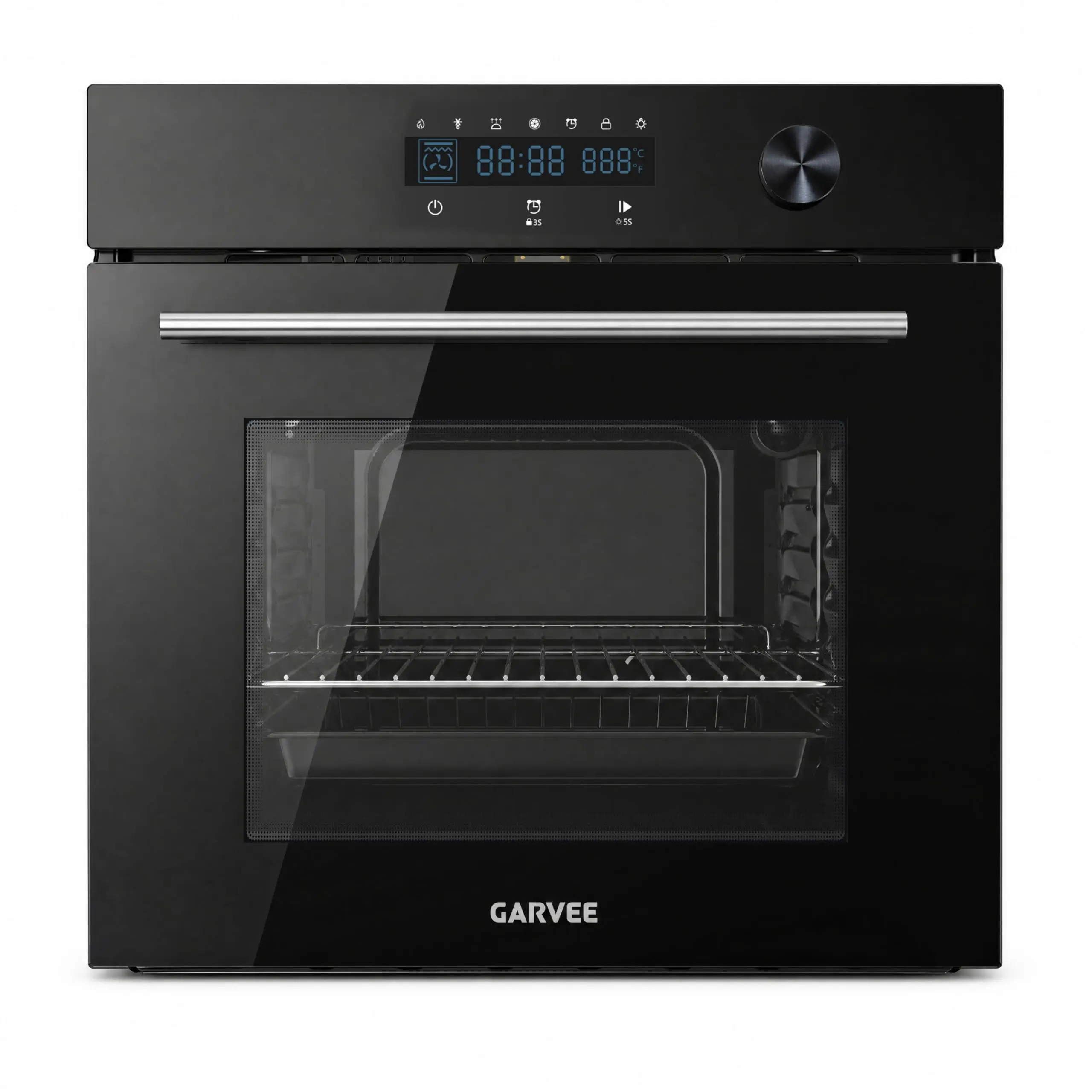 Modern Electric Single Wall Oven, 24 Inch Built-In, 2.5 Cu.ft Capacity, 5 Cooking Modes, Touch Control, Triple-Layer Glass Door, Timer, Safety Lock, Easy Clean Interior, Black/White Finish