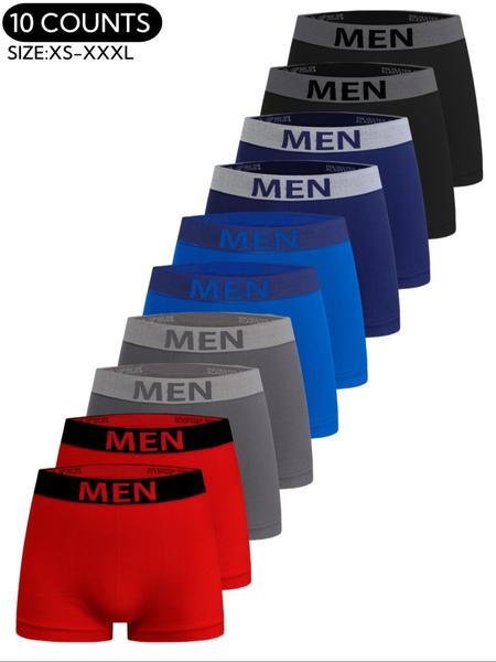 Men's Colorblock Letter Tape Boxer Brief, Comfortable Breathable Seamless Underwear for Daily Wear, Men's Base Underwear for All Seasons