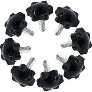 M8 x 25mm Thread Clamping Knob Hex Star Knurled Thumb Screw Knobs Tightening Screws Nuts 6 Star Hand Knob Pack of 6