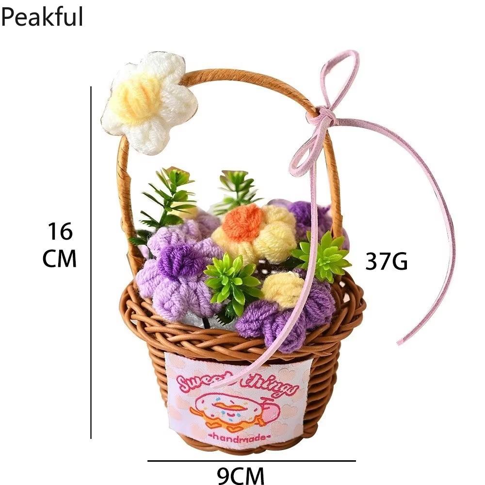 1/2PC Knitted Flower Bouquet – Handmade Crochet Decorative Basket, Beautiful Potted Plants for Home Decor, Perfect Gift for Mother’s Day, Unique & Heartfelt Decorative Accent