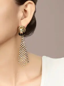 1 pair of light luxury diamond studded tassel earrings, gorgeous and sparkling without losing texture, suitable for formal occasions such as dinners and parties, easily creating a high-end atmosphere style.