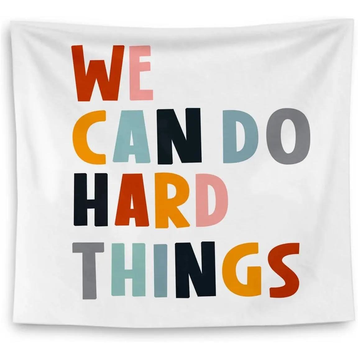 QGFM We Can Do Hard Things Inspirational Tapestry, Boho Classroom Decor, Inspirational Wall Decor, Motivational Tapestry Wall Hanging for Classroom Nursery Kids Room Playroom Decor