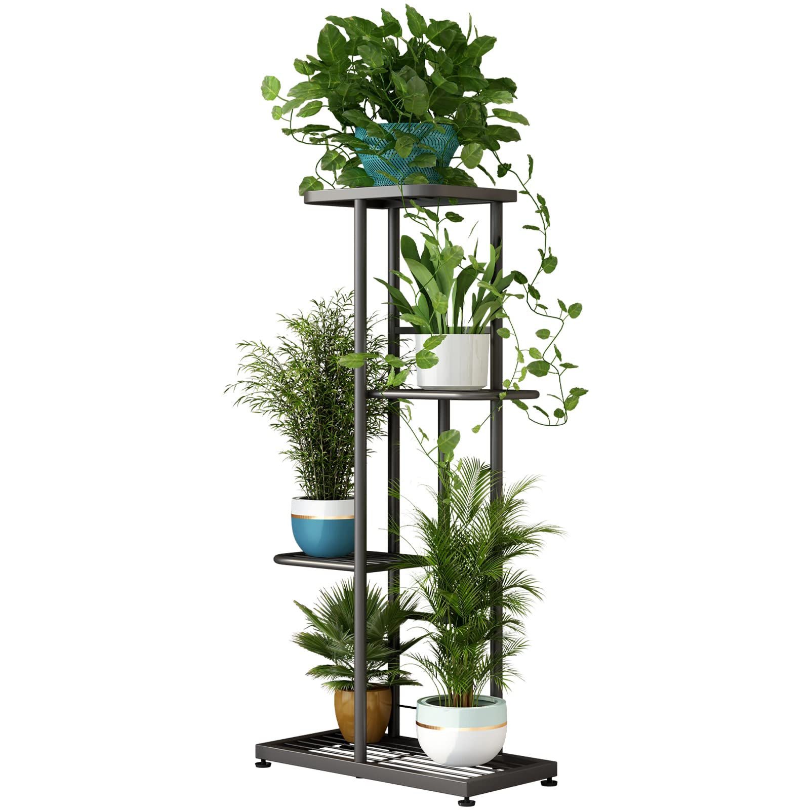 Plant Stand Indoor Outdoor Metal 4 Tier 5 Potted Multiple Flower Pot Holder Shelf Planter Display Shelving Unit for Patio Garden Corner Balcony Living Room【A001】 Deals For You Days