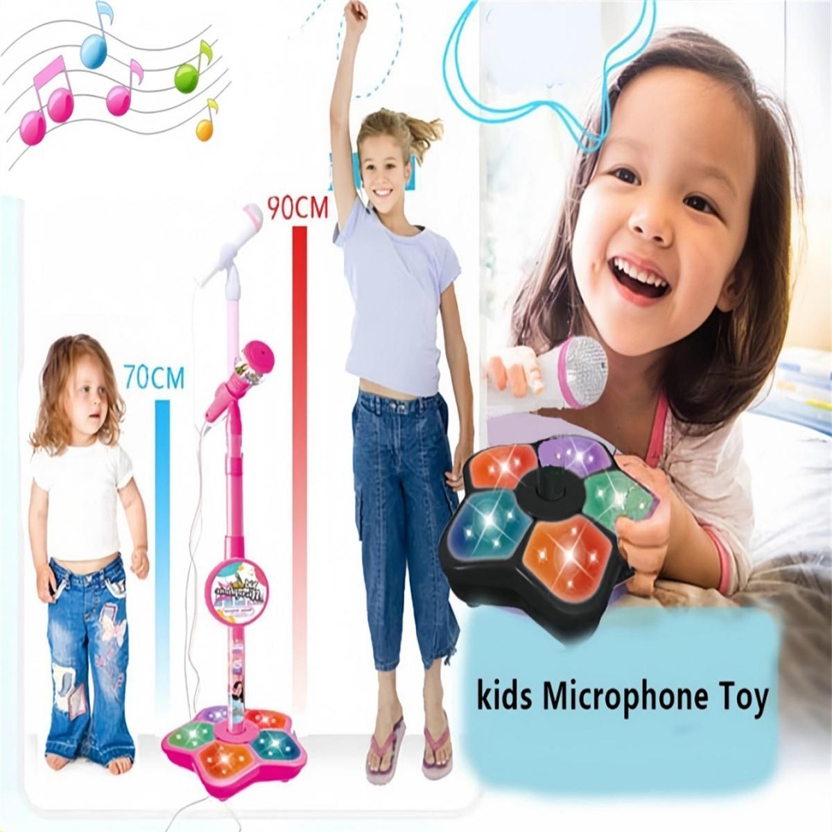 Microphone Toy with Super Colorful Lights, Unisex Singing Mic with Stand, Role Play Music Enlightenment Educational Toy