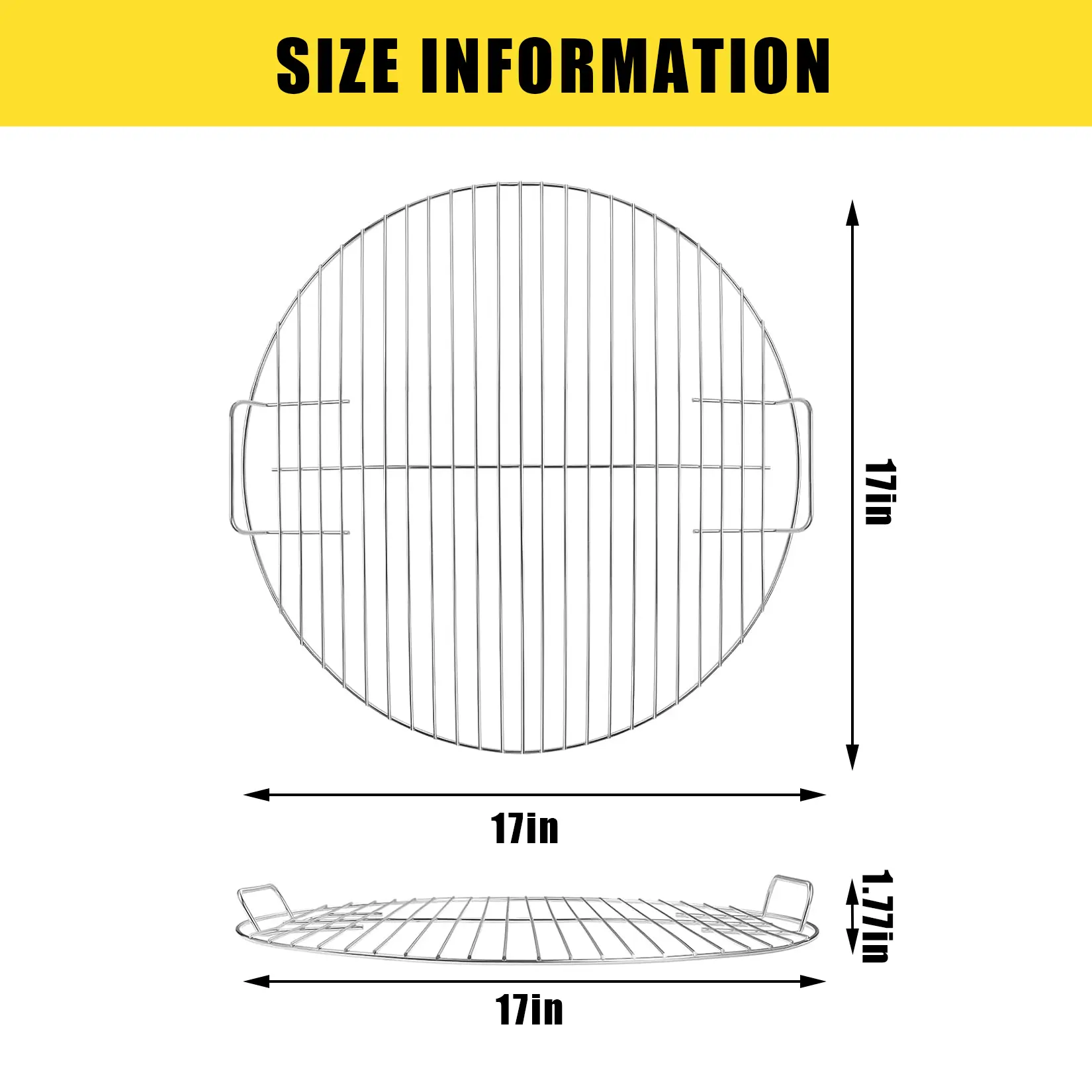 17 Inch Round Grill Grate Charcoal Grill Rack Carbon Steel Chrome Plated Barbecue Cooking Grid Replacement for Outdoor Camping Picnic Backyard