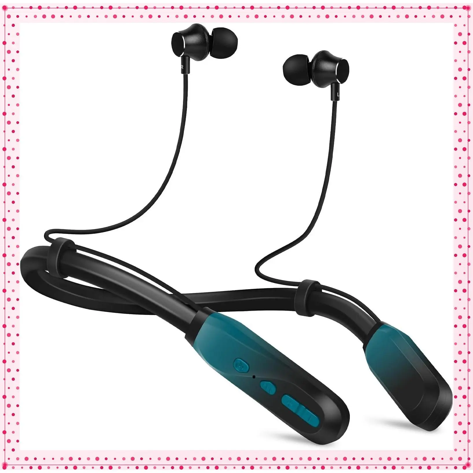 Neckband Bluetooth Headphones, 200H Extra Long Playtime Wireless Stereo Earbuds with Microphone, Waterproof Balanced Armature Drivers, Sports/Workout in-Ear Headset (Cyan Green)Gift