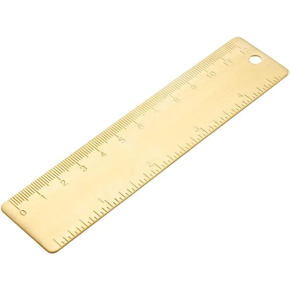 Straight Brass Ruler 120mm 4 Inches Metric Measurement Tool Drawing Measuring Ruler 1mm Thickness