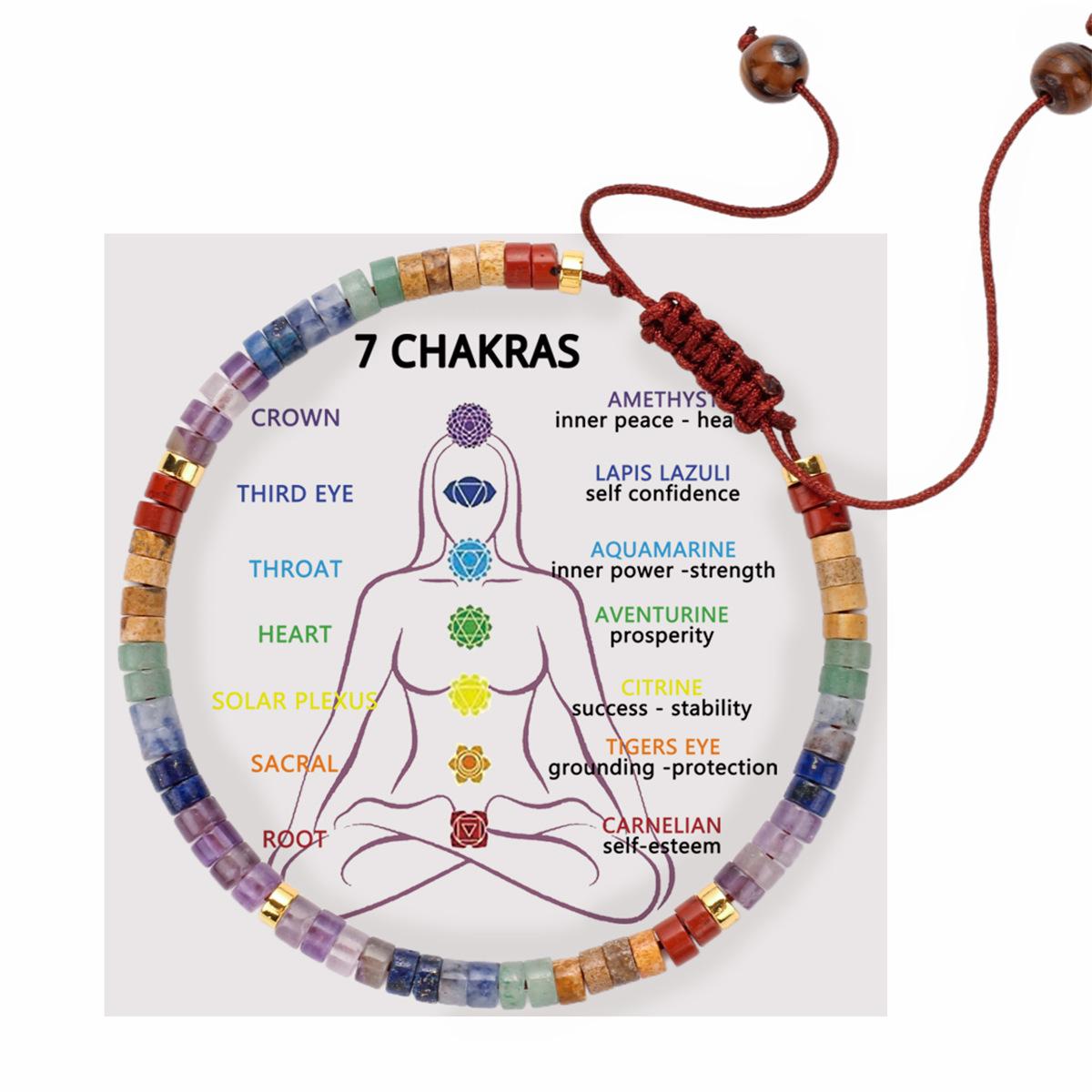 7 Chakras Natural Stone Beaded Bracelet for Women Men, Yoga Meditation Energy Balance Healing Crystal Lava Rock Diffuser Bracelet, Reiki Anxiety Relief Jewelry Gift