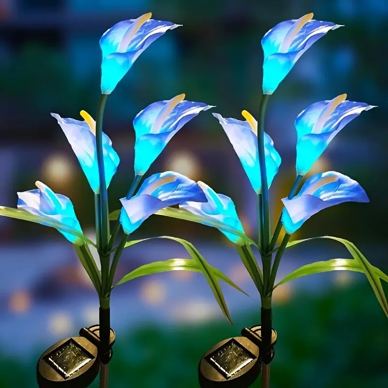 2 Christmas Solar Flower Lights, Outdoor Ip65 Waterproof, 5 Colors Horsehoe Flowers, Landscape Decor, Festival Decoration, Solar Outdoor Lamp, Christmas Gift, Yard, Garden Decorative Lighting