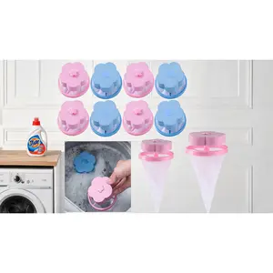 8 PCS Hair Filter Bag Floating Lint Catcher for Washing Machine Pet Hair Catcher Flowers Shape Lint Trap Cleaning Tool Reusable Washing Hair Filter Cleaning Mesh Bag Dog Cat Hair Remover for LaundrySolo Hot Shop