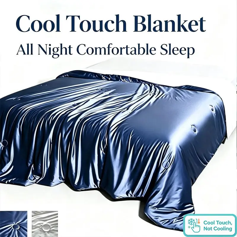 Solid Color Satin Cool Touch Thin Quilt, Lightweight Breathable Soft Bedding, Comfortable for Hot Sleepers, Silky Satin Material