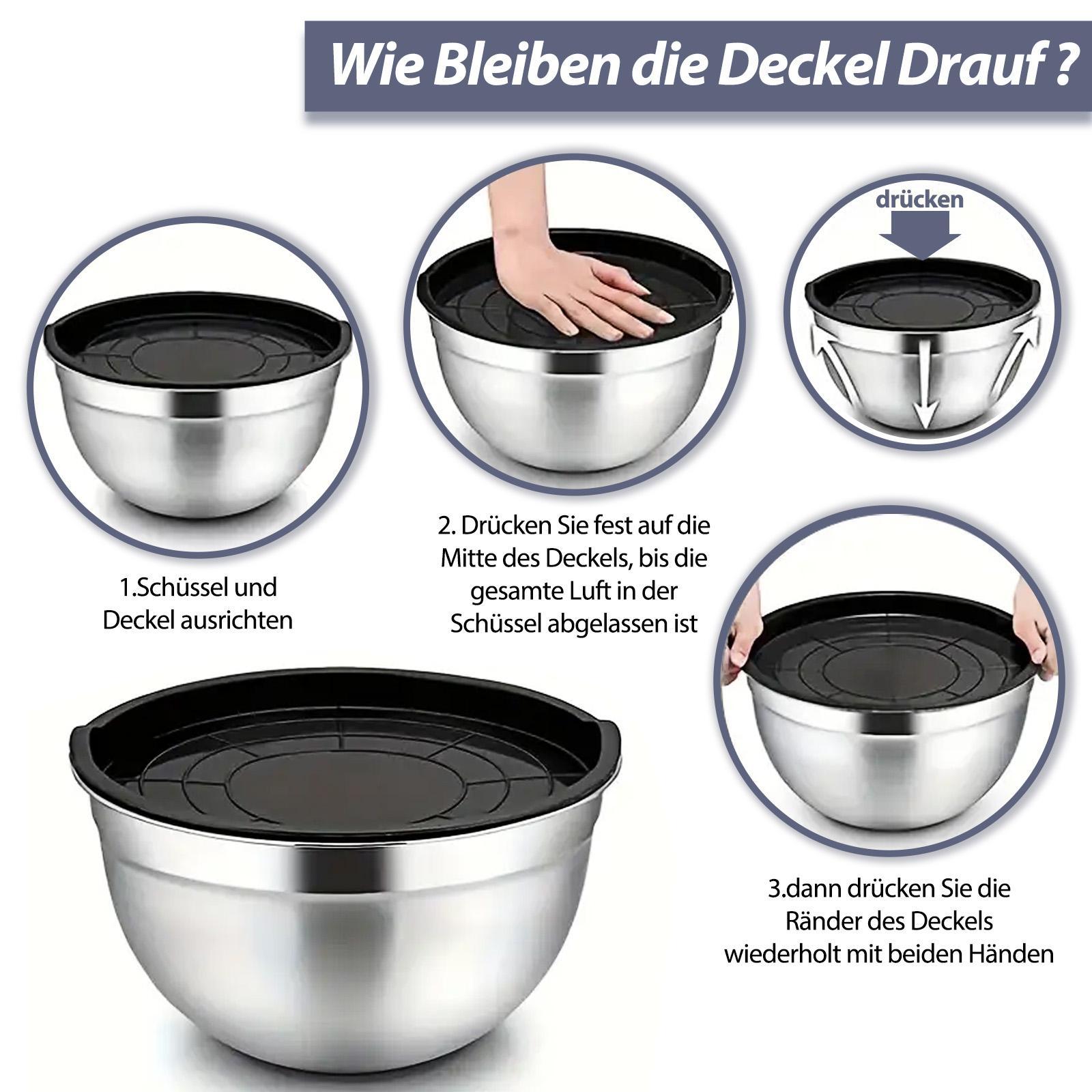 21Piece Mixing Bowls Set with Airtight Lids 7 Stainless Steel Kitchen Bowls 3 Grater Attachments Multifunctional Nesting Bowls for Baking Serving Food Prep Storage Space Saving Home Kitchen Gadgets