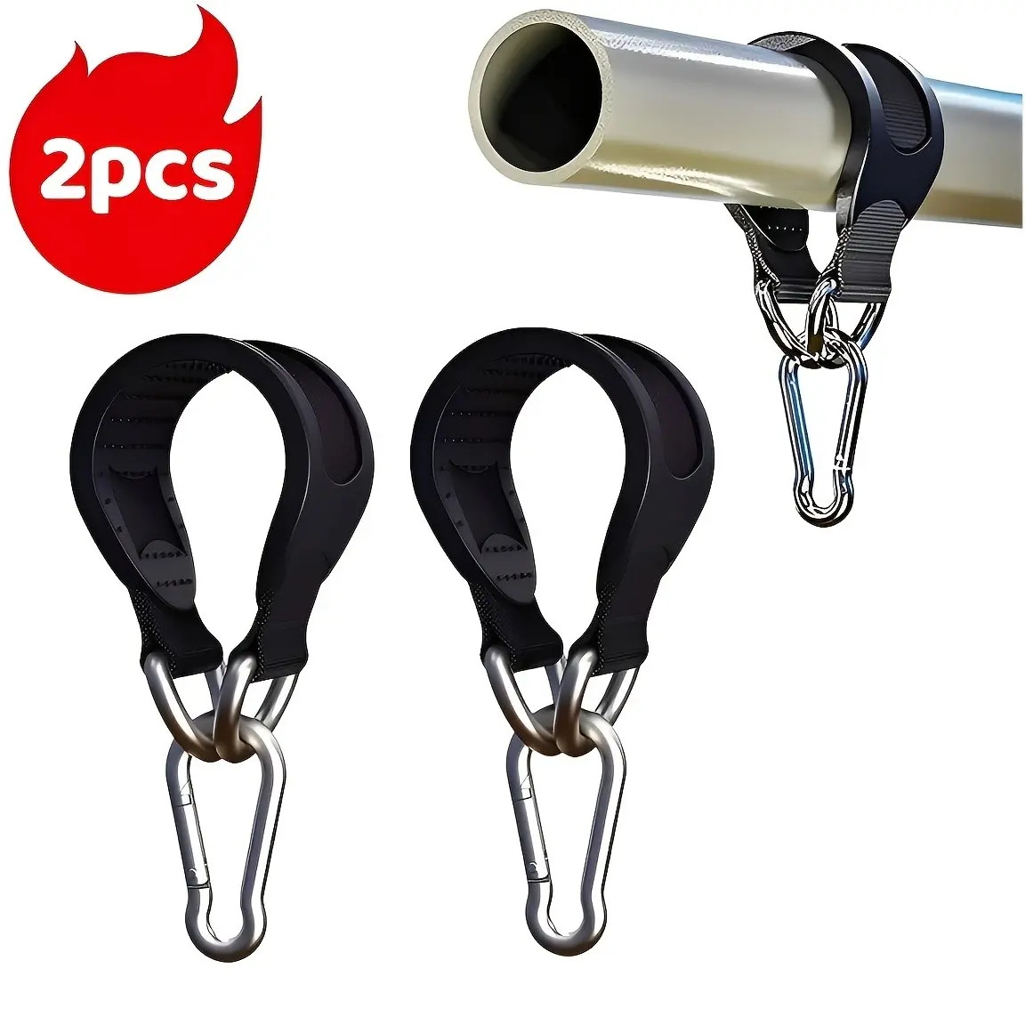 2-Pack Nylon Training Bands with Metal Hooks, Multi-Functional Suspension Straps for Gym, Boxing, Pull-Ups, Strength Training
