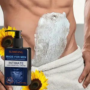 Men's Intimate Hair Removal Cream with Soothing Seaweed, Fast Acting in 4 Minutes, 5.291 Oz/150g, Gentle and Effective