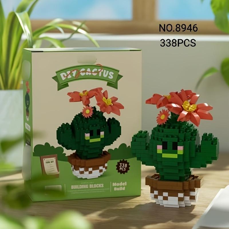 Cactus Design Building Blocks Toy, 1 Box Creative Desktop Ornament, Educational Assembly Toy for Teenager & Adults, Birthday Gift