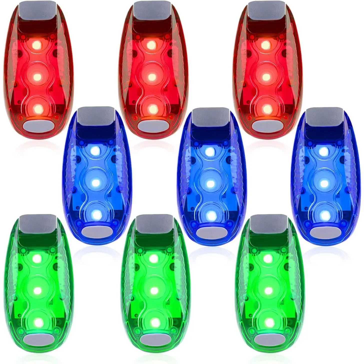 9 Pack Led Safety Light, Safety Light, High Visibility Strobe Running Lights Used for Bicycle, Walking Etc. Clip-On Running Lights Clip to Clothes Strap to Wrist, Bike Or Anywhere(Red/Blue/Green)