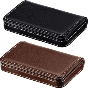 2 Pack Business Card Holder, Business Card Wallet Leather Business Card Case Pocket Business Name Card Holder with Magnetic Shut, Credit Card ID Case wallet