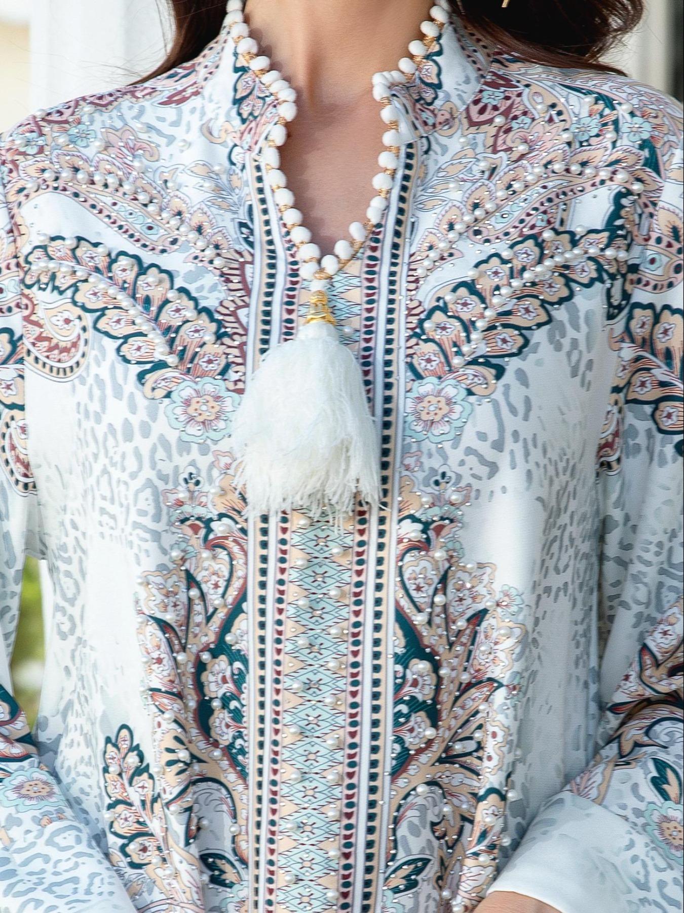 Women's V Neck Long Dress, All-Season Loose Fit A-Line Jalabiya, Long Sleeve, Soft 75D Stretch Fabric, Elegant Arabic Clothing