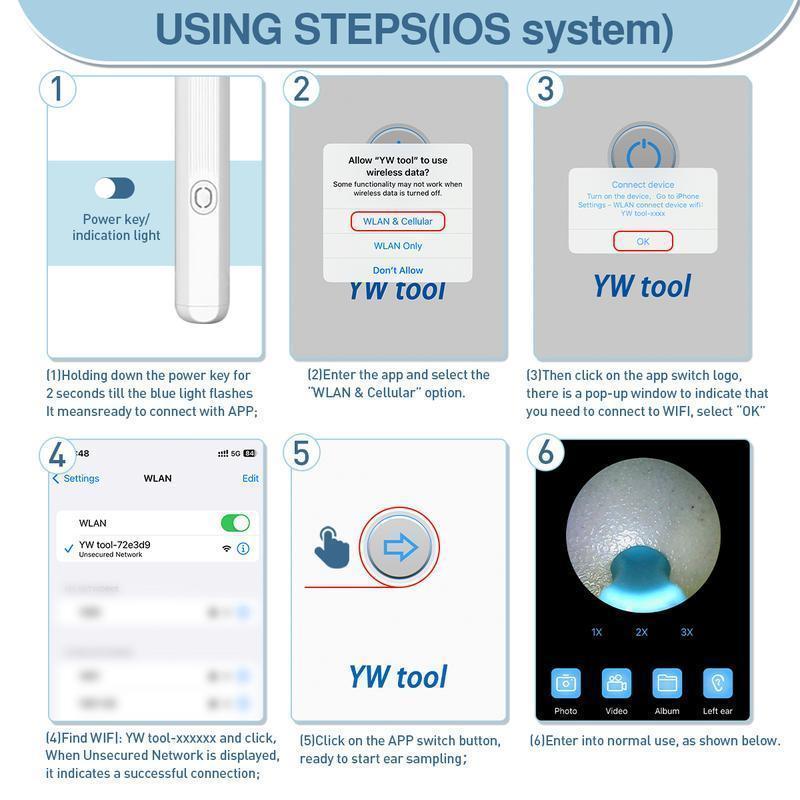 Electric Ear Wax Removal Tool with Camera, Earwax Remover Cleaner with 6 Counts Ear Pick Set & 8 Counts Ear Cleaning Tools, Earwax Removal Kit for Ios & Android, Ear Canal Cleaner