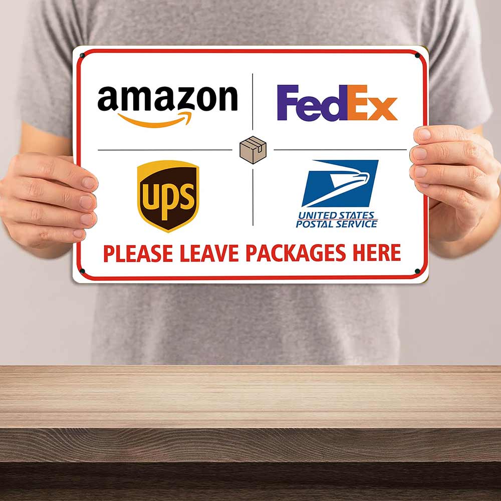 Please Leave Packages Here Metal Sign 12x8 In Aluminum, Vintage Delivery Tin Sign for Home, Porch, Entryway, Retro Package Drop Off Wall Art for Amazon, FedEx, 12x8 Inch Aluminum Plaque Please Leave Packages Here Metal Sign 12x8 In Aluminum, Vintage Delivery Tin Sign for Home, Porch, Entryway, Retro Package Drop Off Wall Art for Amazon, FedEx, 12x8 Inch Aluminum Plaque