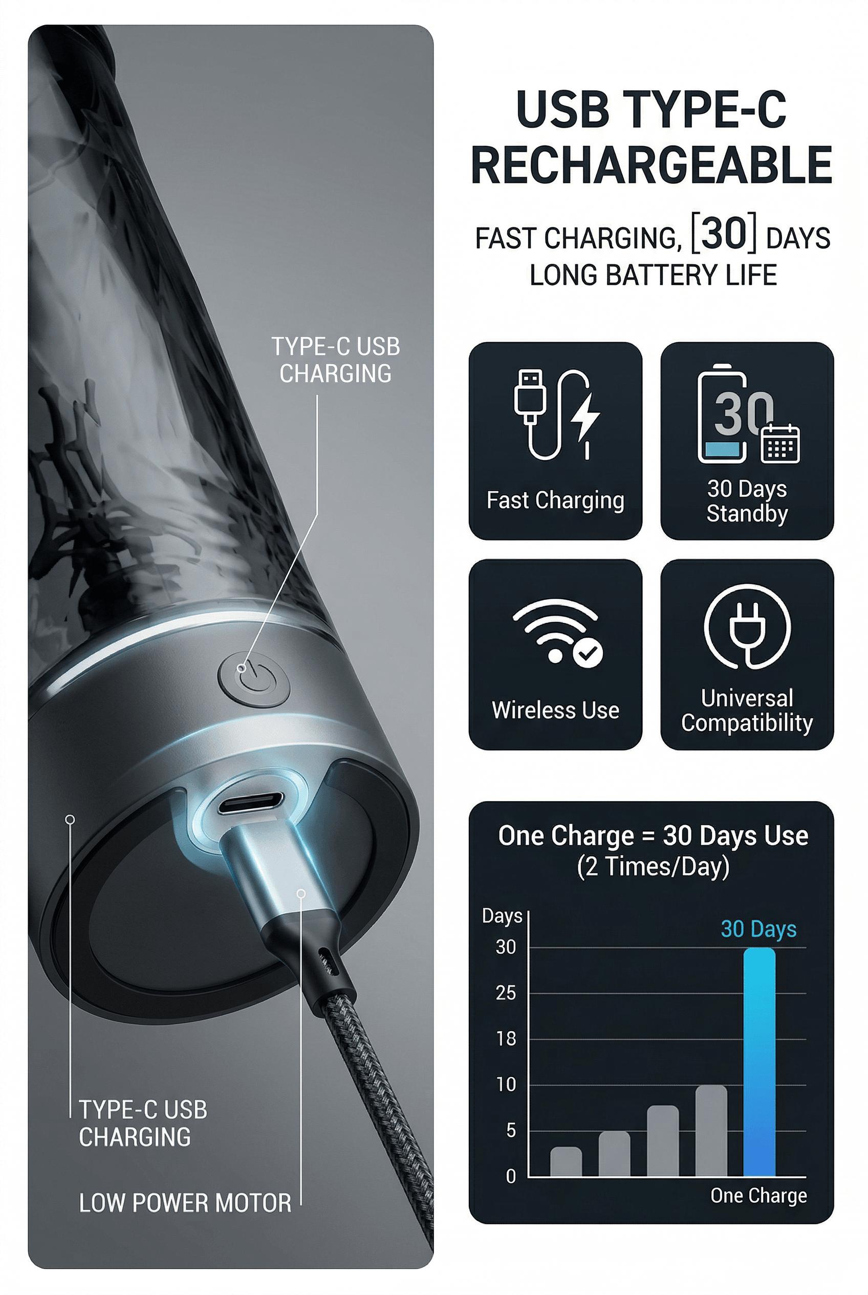 Electric Protein Shaker Bottle - Smart Blender Bottle, Leak-Proof Design, BPA-Free Tritan,USB Rechargeable Mixer Cup for Shakes and Meal Replacements