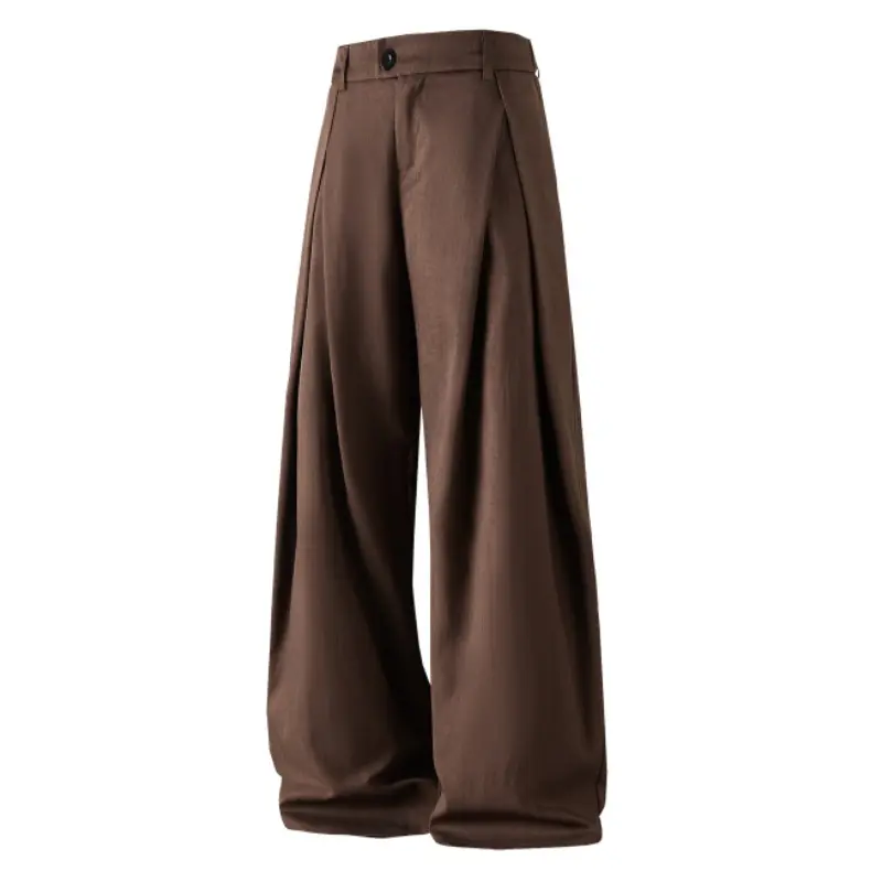 Men’s solid-color drapey suit trousers adopt front three-dimensional pleats. Made of smooth and wrinkle-resistant fabric, they are casual and comfortable, wearable all year round, ideal for daily commuting and light business occasions.