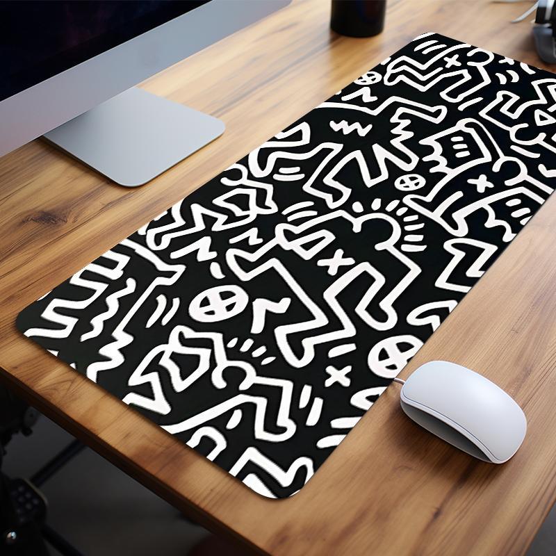 Abstract Graffiti Pattern Mouse Pad, 1 Count Creative Computer Desk Mat, Mouse Mat, Gaming Mouse Pad with Non-slip Rubber Base, Keyboard Mat, Office Desk Accessories
