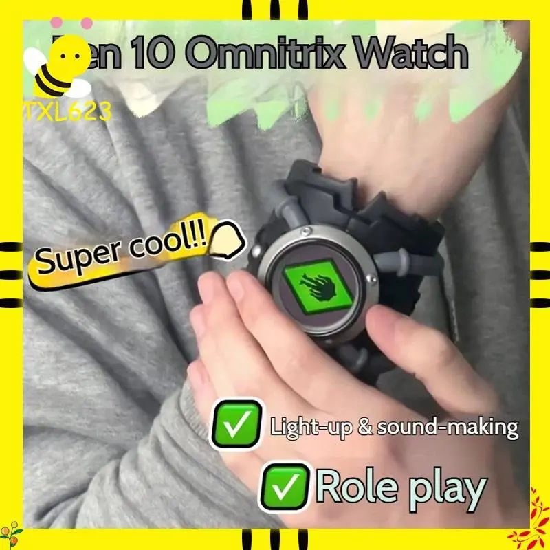 Ben10 Omnitrix Watch - Luminous, Light-Up & Sound-Making Projection Toy Watch, Popular Animation Derivative Collectible for Kids