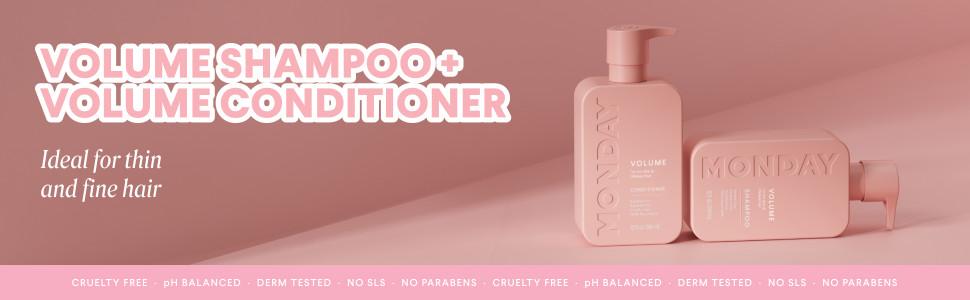 Volume Shampoo + Conditioner Set (2 Count) 12 oz. For Thin, Fine, and Oily Hair Made with Coconut Oil, Ginger Extract, and Vitamin E 100% Recyclable Bottle