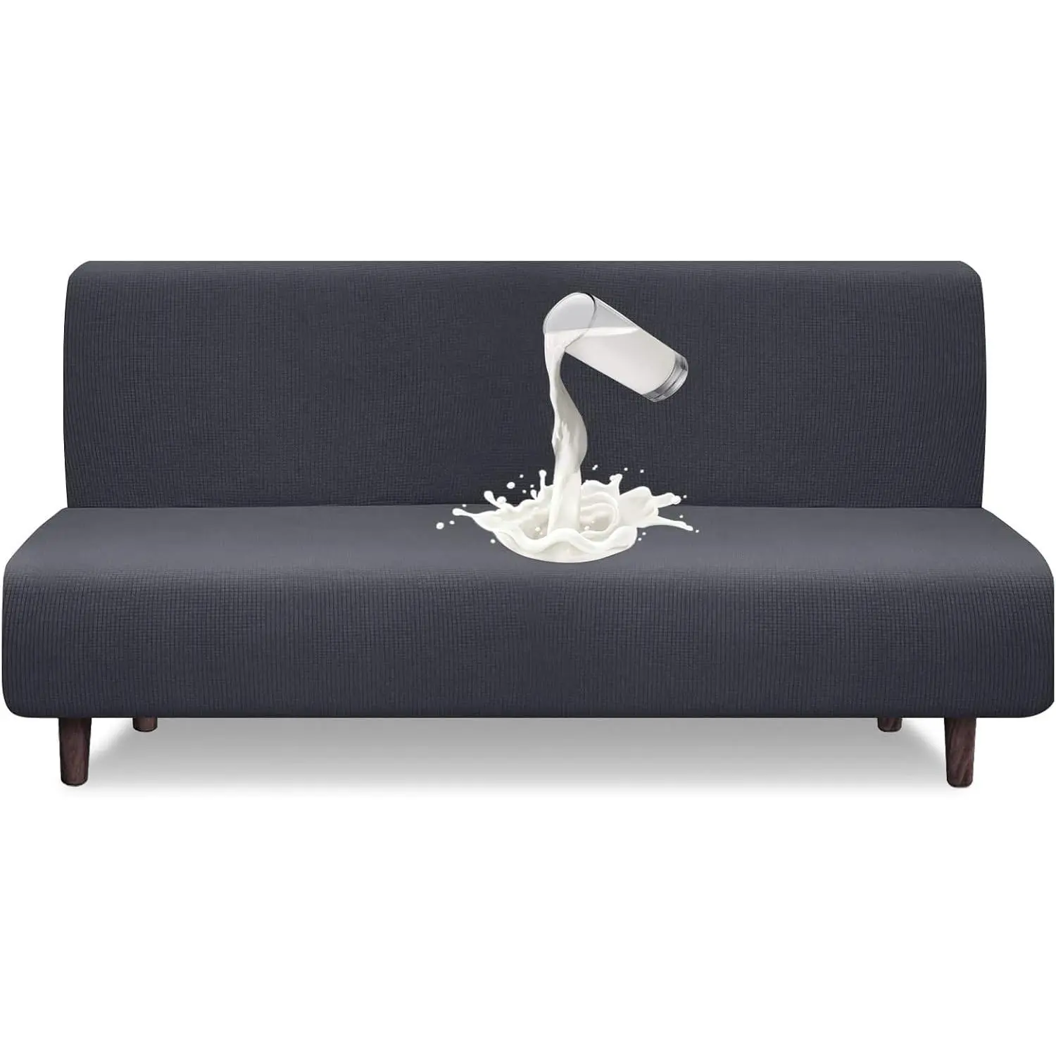 Water Repellent Futon Cover High Stretch Armless Sofa Covers Foldable Sofa Bed Covers Jacquard Futon Slipcover  Furniture Protector for , Pets (Futon, Gray)